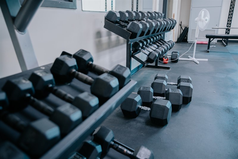 Fitness room free weights