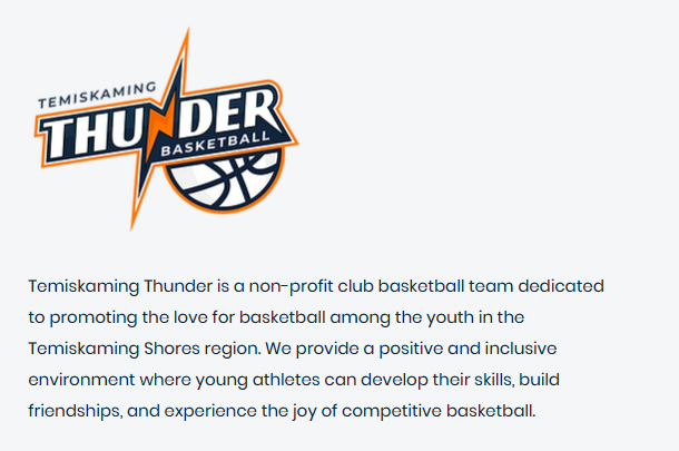 Temiskaming Thunder logo and paragraph